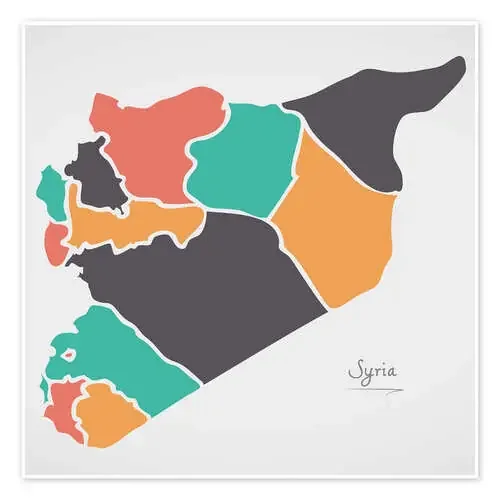 Syria map modern abstract with round shapes de Ingo Menhard