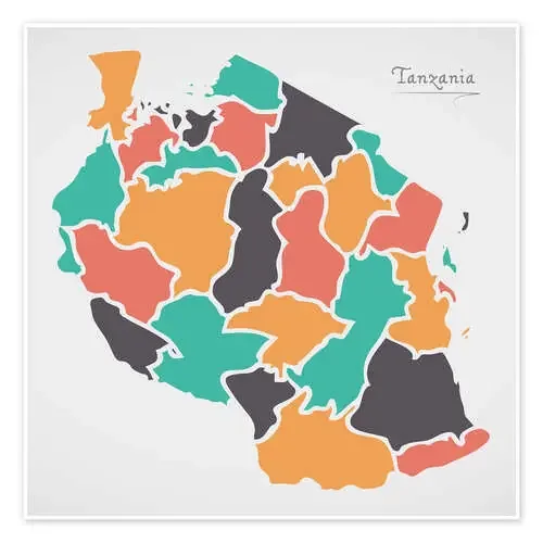 Tanzania map modern abstract with round shapes de Ingo Menhard