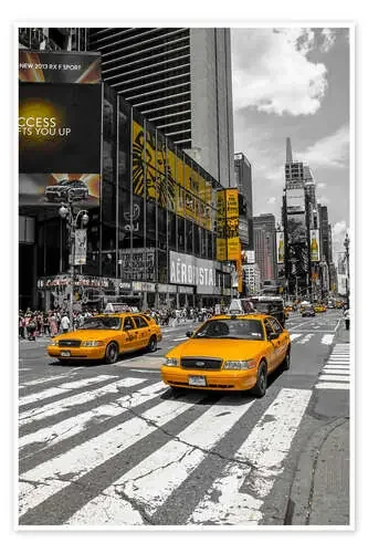 Taxis amarillos en Time Square 2 de Hannes Cmarits