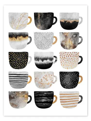 Tazas bonitas de café (blanco y dorado) de Elisabeth Fredriksson