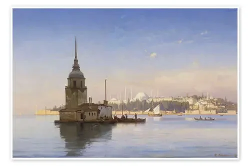 The Maiden‘s Tower (Maiden Tower) with Istanbul in the background de Carl Neumann ARTOTHEK