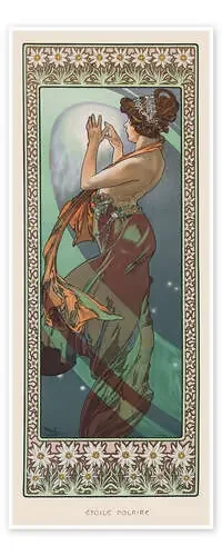 The Moon and the Stars – The Pole Star (Étoile polaire) I de Alfons Mucha Master Collection