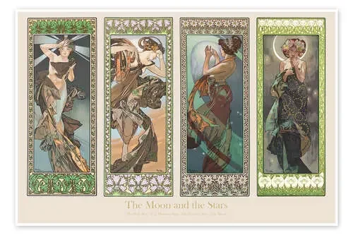 The Moon and the Stars (La Luna y las estrellas) de Alfons Mucha Master Collection