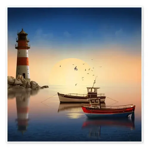 The morning peace at the lighthouse de Monika Jüngling