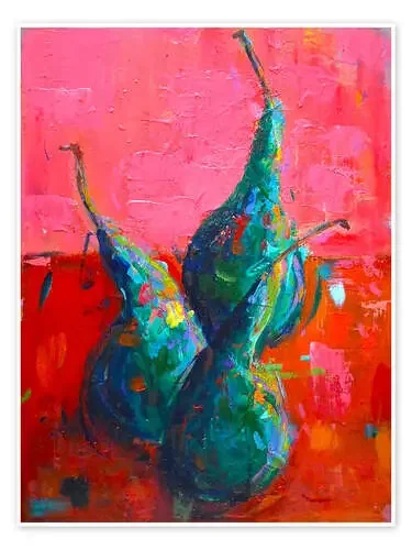 Three Pears on an orange table de Dawn Underwood