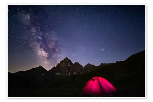 Tienda de campaña bajo el cielo en los Alpes de Fabio Lamanna