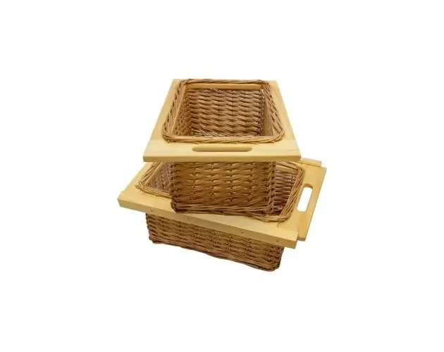 Tire cestas mimbre de madera de pino maciza de 400mm x2 | Brico Depôt Consegna Rapida