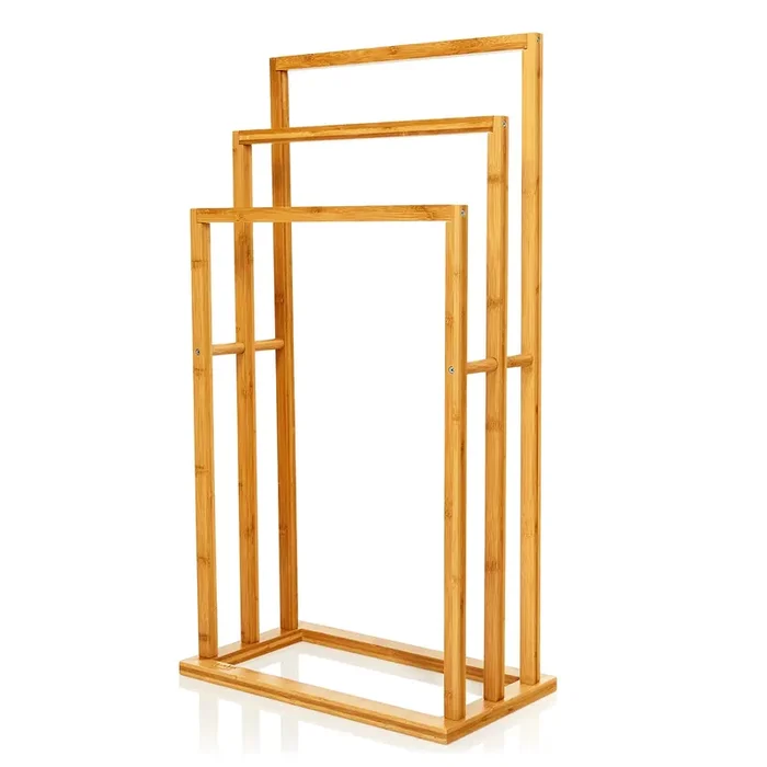 Toallero con 3 barras 42 x 80 x 24 cm Diseño escalonado Bambú Prezzo Basso