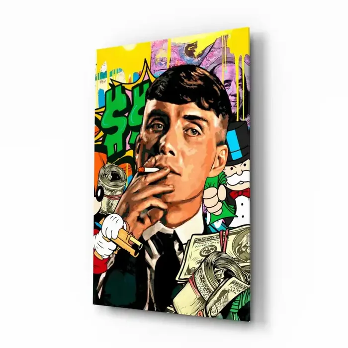 Tommy Shelby Money and Power Glass Wall Art Designer Collection – 28.5 » X 18 «