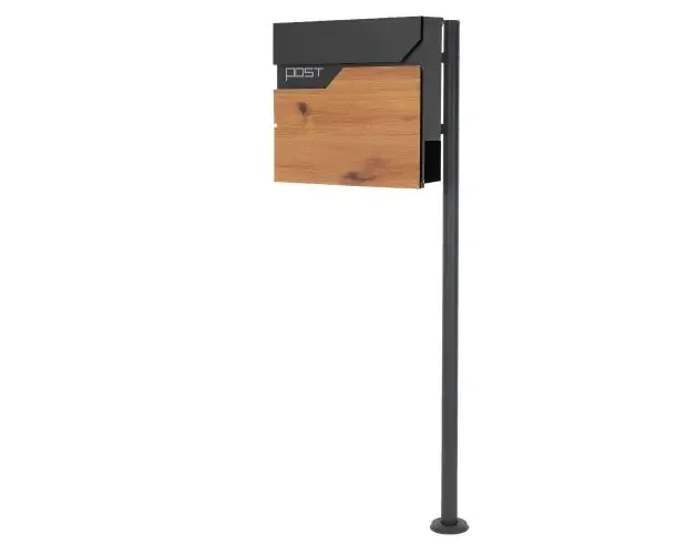 Top Qualità Buzón para cartas y periódico 37×37 cm acero antacita y madera + soporte | Brico Depôt