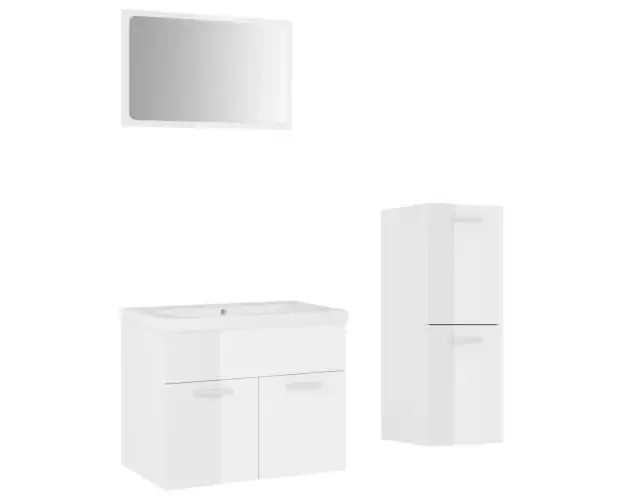 Top Qualità vidaXL juego de muebles de baño madera de ingeniería blanco brillo | Brico Depôt