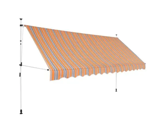 Top Qualità vidaXL toldo manual retráctil 350 cm amarillo y azul a rayas | Brico Depôt