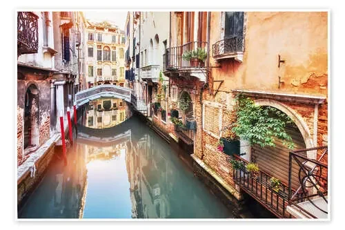 Traditional Gondolas between Colourful Houses in Venice Editors Choice