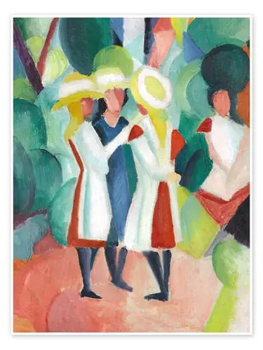 Tres chicas con sombreros de paja amarillos de August Macke Master Collection
