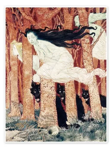 Tres mujeres y tres lobos de Eugène Grasset Master Collection