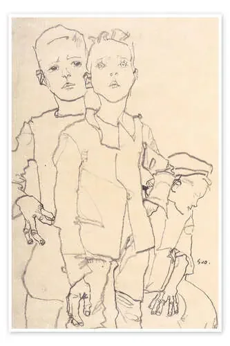 Tres niños de la calle de Egon Schiele Master Collection