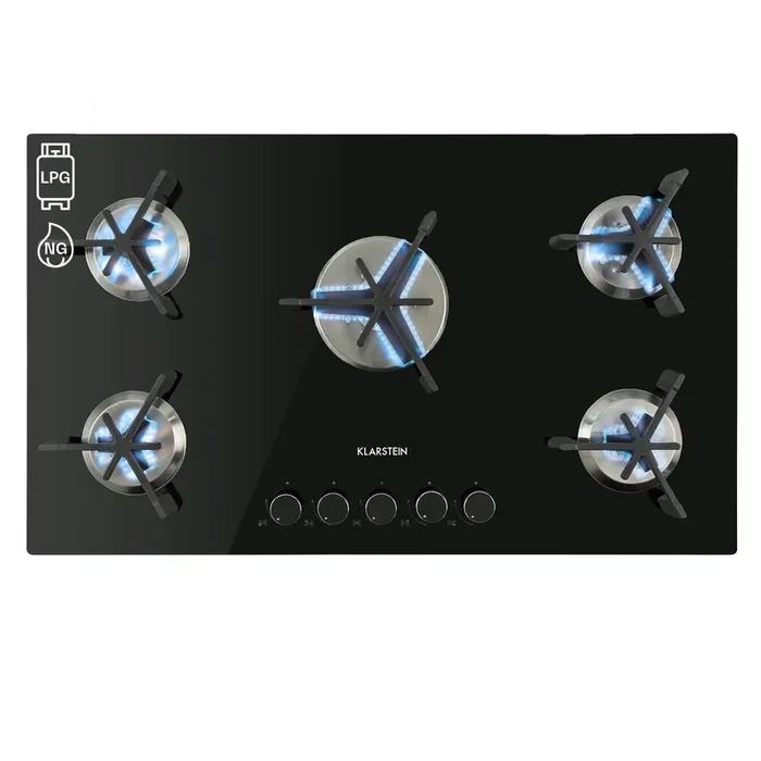 Trifecta 5 Cocina a gas 5 quemadores triangulares vitrocerámica color negro Ultime Pezzi