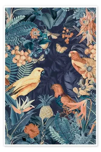 Tropical jungle with parrots de Andrea Haase