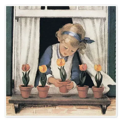 Tulipanes en la ventana de Jessie Willcox Smith Master Collection