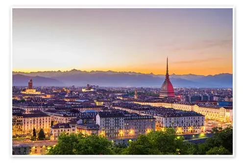 Turin (Torino) city at sunset, Italy de Fabio Lamanna