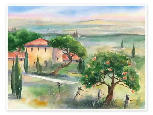 Tuscany with orange tree de Jitka Krause