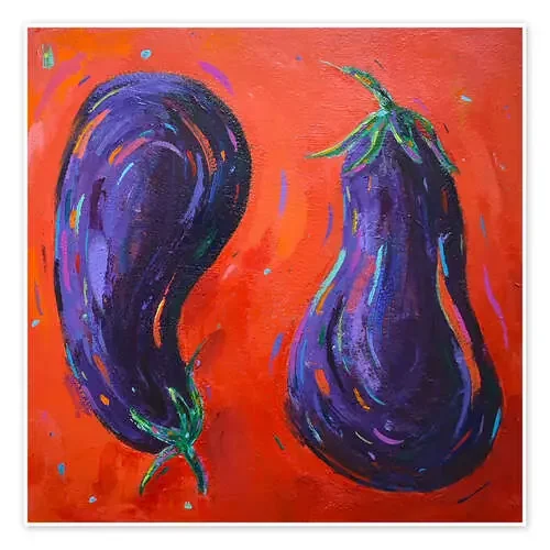 Two Aubergines on orange de Dawn Underwood