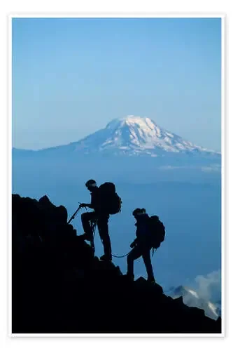 Two Climbers in Mount Rainier National Park With Mount Adams on Horizon de Jones & Shimlock Danita Delimont