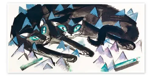 Two horizontal black cats de Franz Marc ARTOTHEK
