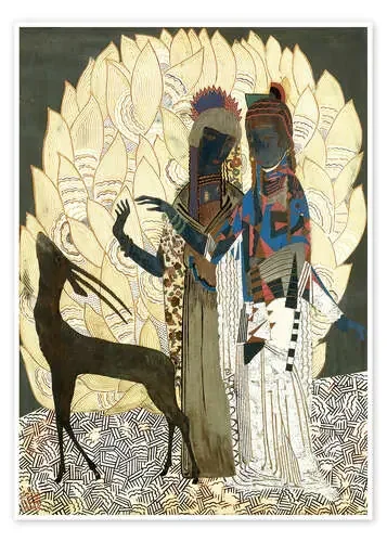 Two stylized women with an antelope and foliage de Jean Dunand ARTOTHEK