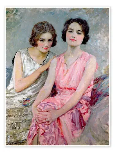 Two Young Women Seated de William Henry Margetson Bridgeman Images