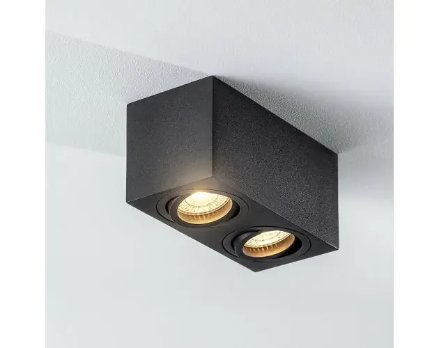 Ultime Pezzi Cgc lighting Foco de techo interior negro 2 cabezales gu10 orientable | Brico Depôt
