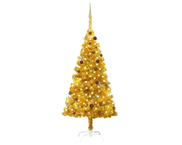 Ultime Pezzi vidaXL árbol de navidad preiluminado con luces y bolas dorado 210 cm | Brico Depôt