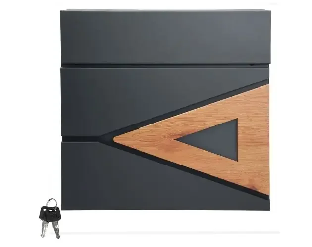 Ultimissimo Modello Buzón 37×36,5×11 cm antracita/madera acero ml-design | Brico Depôt