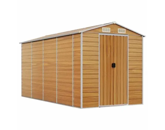 Ultimissimo Modello vidaXL caseta de jardín acero galvanizado marrón claro 191x385x198 cm | Brico Depôt