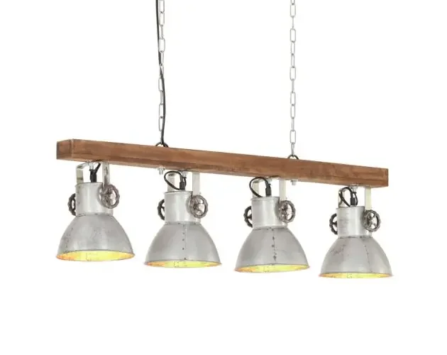 Ultimissimo Modello vidaXL lámpara de techo industrial madera de mango plateado E27 | Brico Depôt