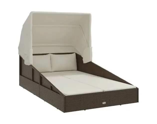 Ultimissimo Modello vidaXL tumbona con toldo plegable ratán sintético marrón 200x114x128cm | Brico Depôt