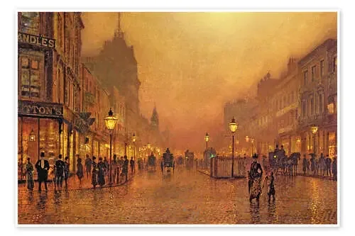 Una calle en la noche de John Atkinson Grimshaw Bridgeman Images
