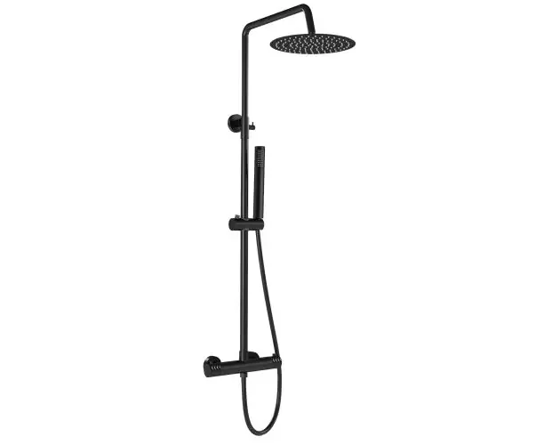 Valaz barra de ducha termostática redonda ajustable hasta 120cm negro mate | Brico Depôt Non Perdere