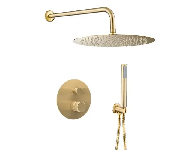 Valaz ducha empotrada monomando pared redonda maneta luxury oro mate | Brico Depôt Artigianale