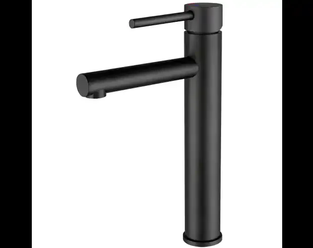 Valaz grifo de lavabo alto negro mate con apertura en agua fría caño recto | Brico Depôt Originale