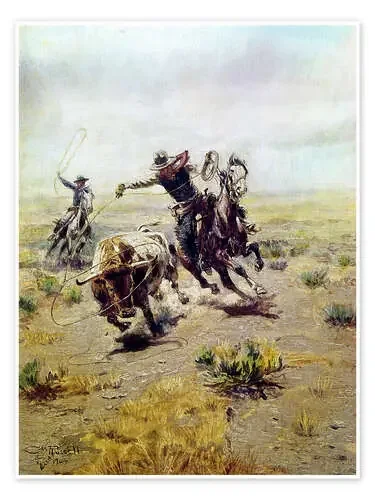 Vaquero atrapa un toro de Charles Marion Russell Bridgeman Images
