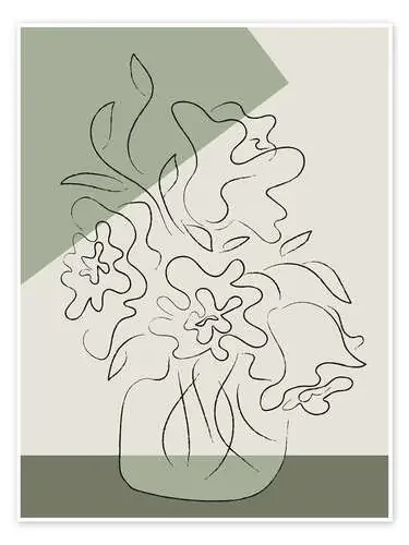 Vase of flowers on sage green de Pictufy Studio 1x