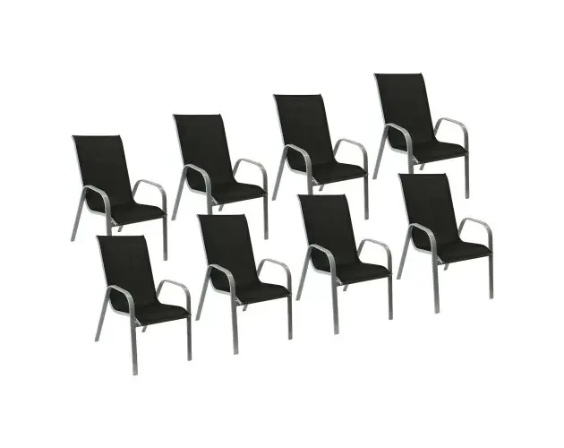 Vendita Finale Lote de 8 sillas marbella en textileno negro – aluminio gris | Brico Depôt