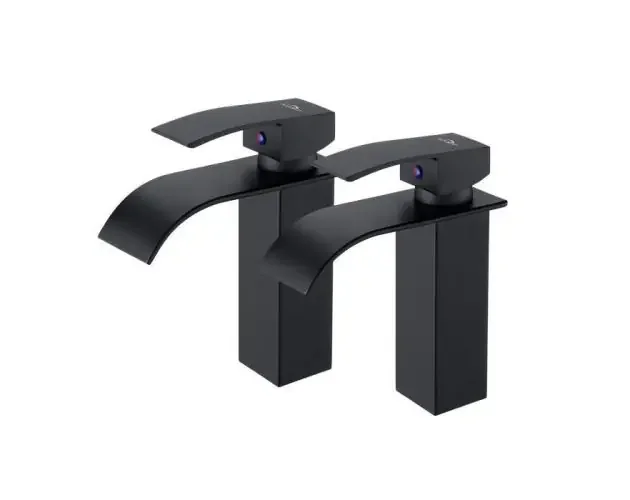 Vendita Finale Mezclador de lavabo en cascada moderno negro auralum – grifo de baño de lat | Brico Depôt