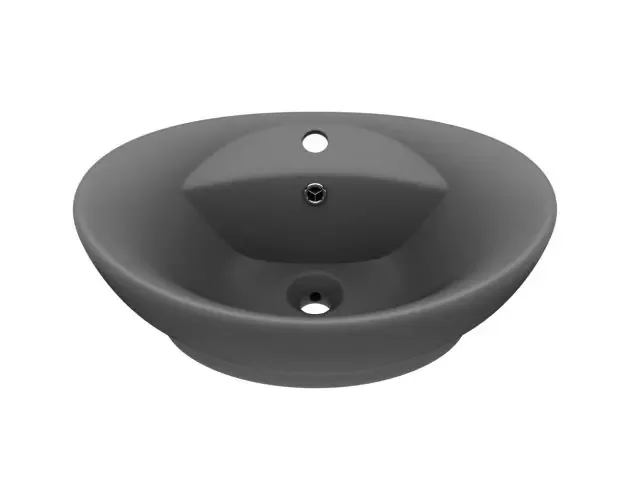 Vendita Finale vidaXL lavabo lujoso con rebosadero cerámica gris oscuro 58,5×39 cm | Brico Depôt