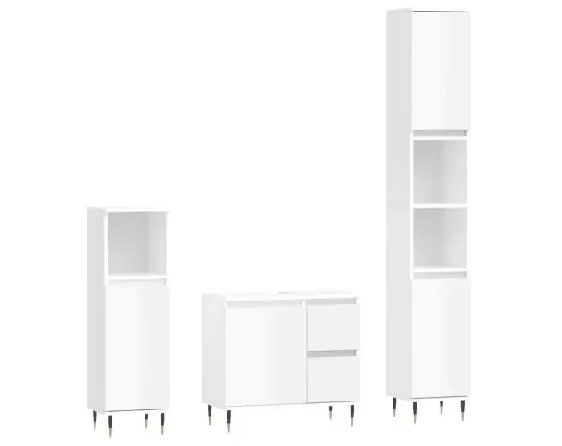 Vendita Finale vidaXL set muebles de baño 3 piezas madera contrachapada blanco brillo | Brico Depôt