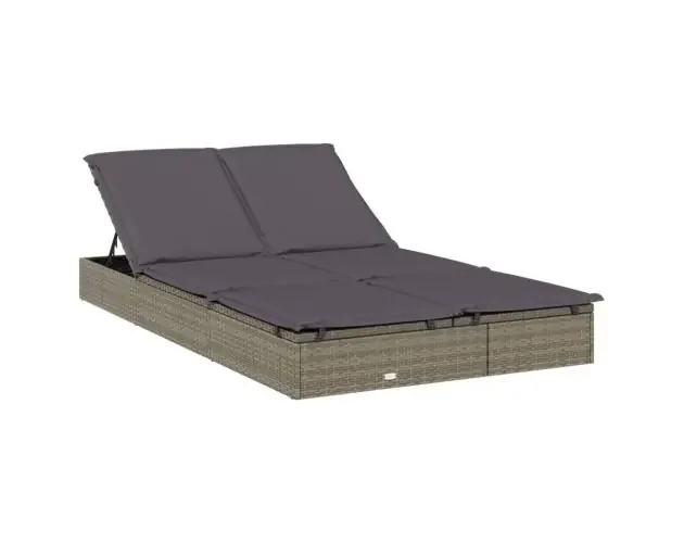 Vendita Finale vidaXL tumbona 2 personas ratán sintético con cojines gris | Brico Depôt