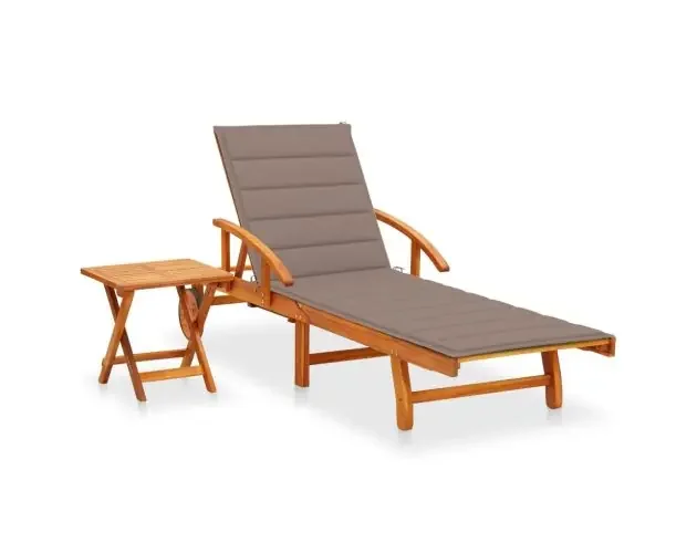Vendita Finale vidaXL tumbona de jardín con mesa y cojín madera maciza de acacia | Brico Depôt