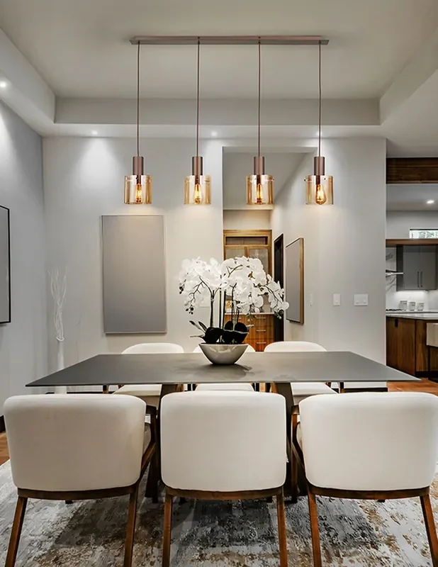 Venize Lámpara Lineal 4 Luces Cobre Ambar Schuller
