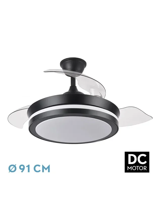 Ventilador Alto Rendimiento Retráctil Negro 91cm